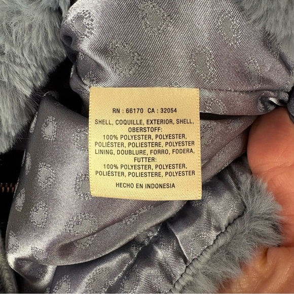 Elevenses Bristol Blue Gray Faux Fur Zip Bomber Jacket - Picture 7 of 7